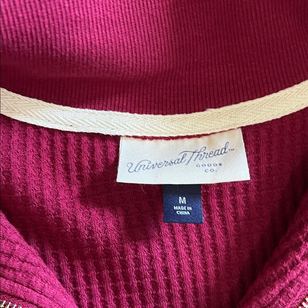 Universal Thread Women’s M Waffle Knit Maroon 1/4 Zip-Up Sweater - Picture 5 of 7
